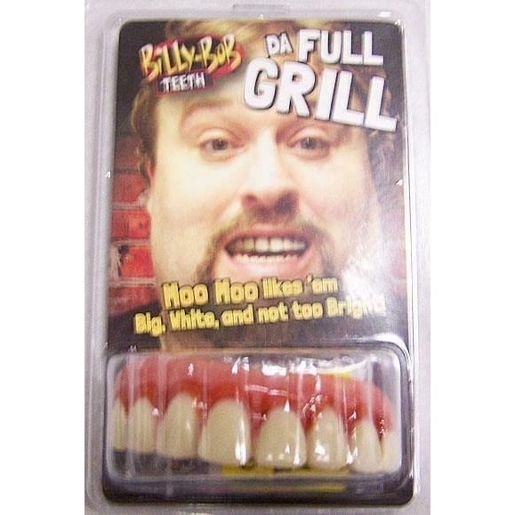 DA FULL GRILL PLAIN TEETH fake joke bad false billy bob costume NV1062 GAG Image 1