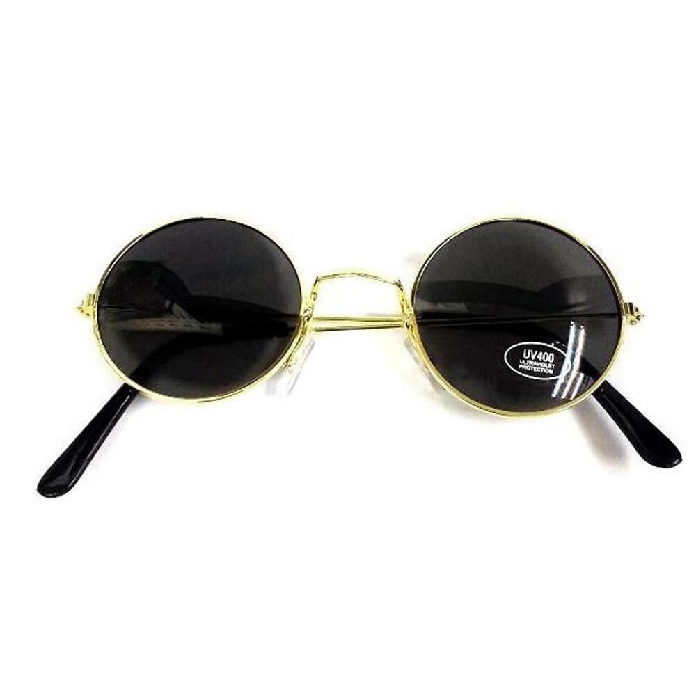 BUY 1 GET 1 FREE PAIR OF JL ROUND DARK LENSE WIRE GOLD FRAME SUNGLASSES hippie Image 1