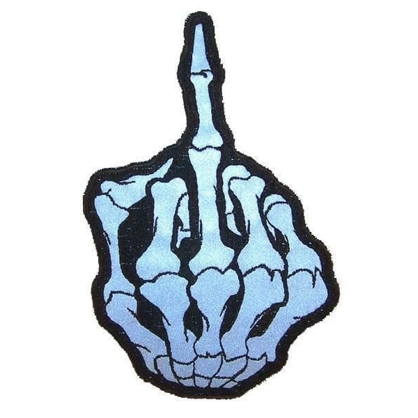 REFLECTIVE MIDDLE FINGER PATCH PA1013 jacket patches BIKER EMBROIDERED Image 1