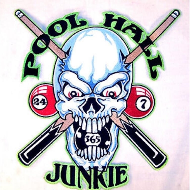 JUMBO POOL HALL JUNKIE EMBROIDERIED PATCH jacket iron sew billards biker item 6 Image 1