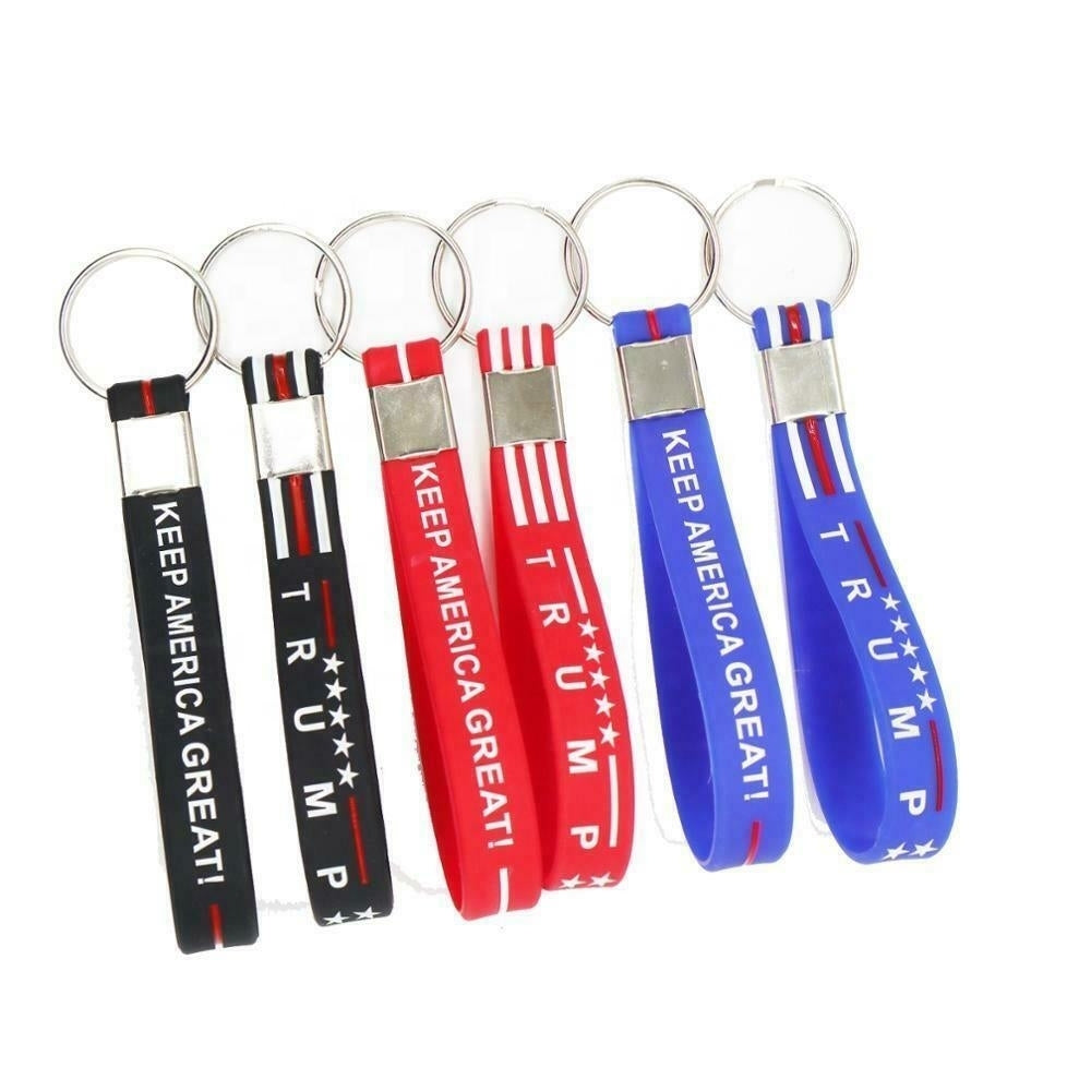 3 PACK Trump Silicone Bangle Key Chain Bracelet162 holder election president Image 1