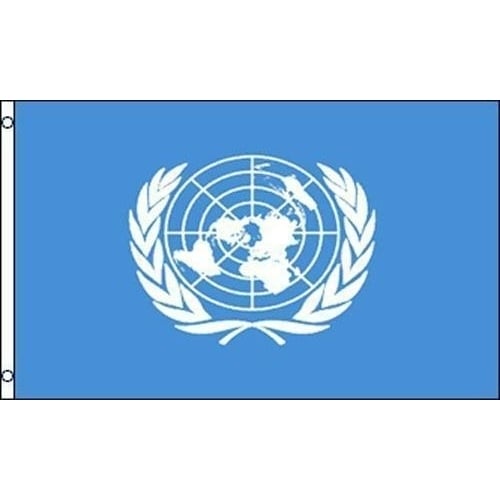 UNITED NATIONS 3 X 5 FLAG banner FL106 flags 3x5 WORLD blue earth hanging Image 1