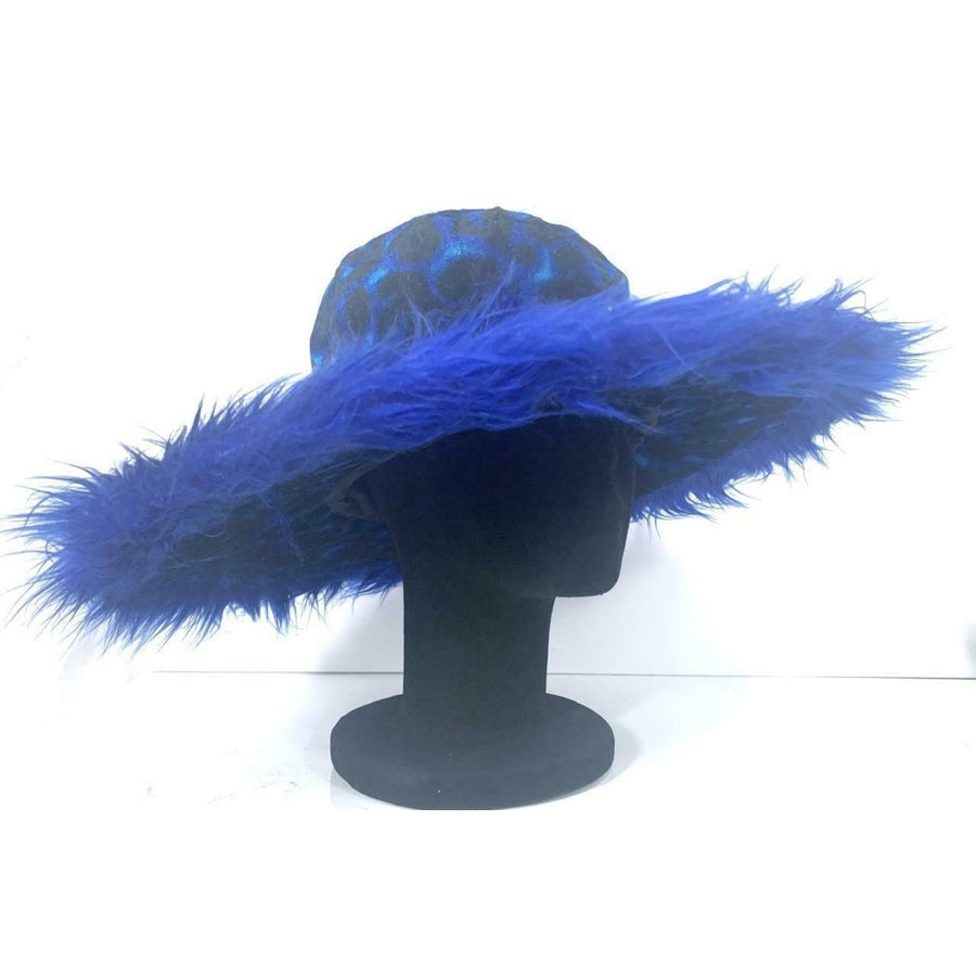 2 WIDE BRIM BLUE FLAME FUZZY HATS party fun pimp halloween fuzzy costume hat Image 1