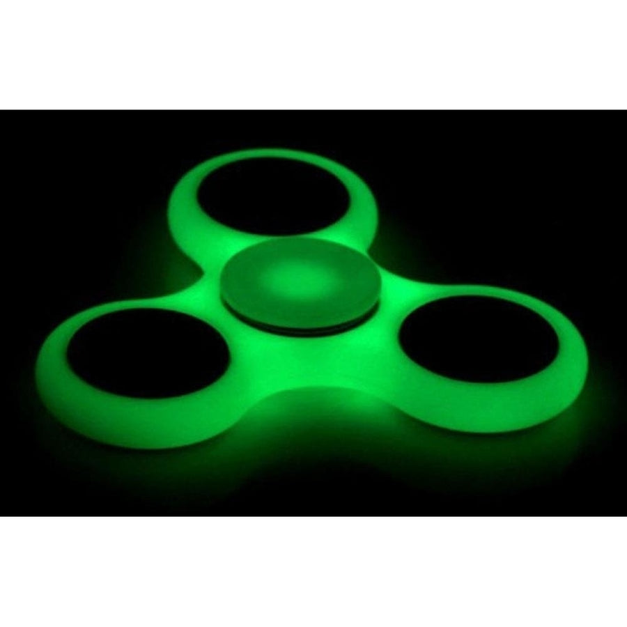 4 ASST GLOW IN THE DARK FIDGET FINGER SPINNERS stress relieve spinner toy SPIN Image 1