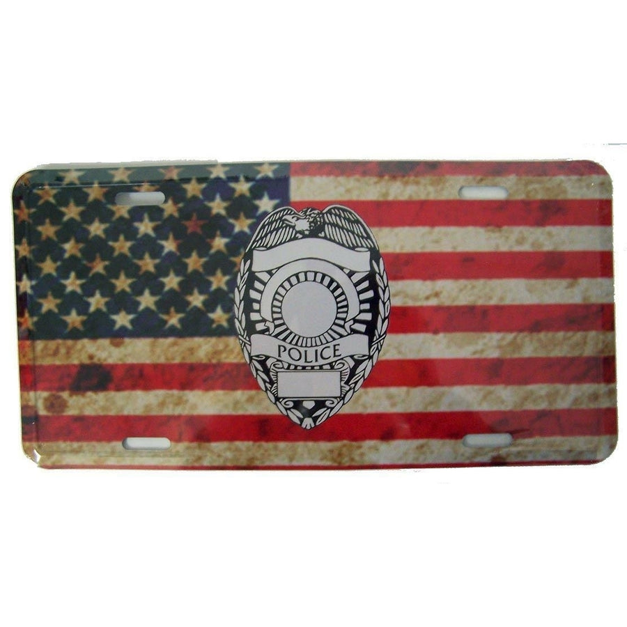 AMERICAN FLAG BADGE novelty LICENSE PLATE metal  6X12 IN 1174 car truck Image 1