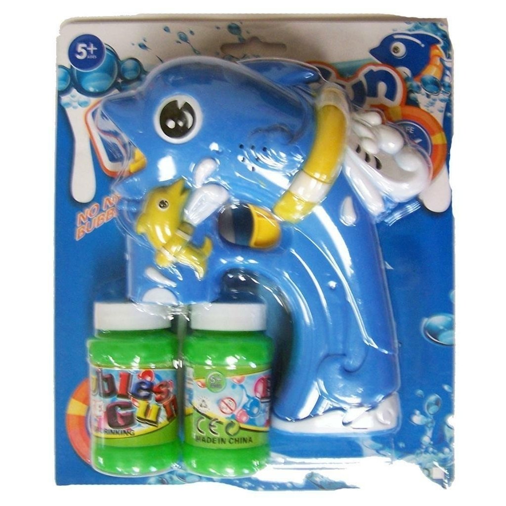 LIGHT UP BLUE DOLPHIN FISH BUBBLE GUN W SOUND toy bottle bubbles maker machine Image 1