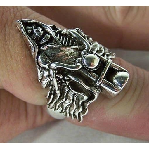 GRIM REAPER ON BIKE RINGS heavy metal biker BR143 bikers fashion jewelry Image 1