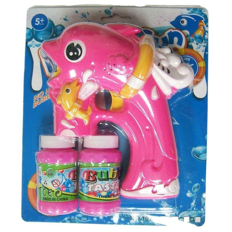 LIGHT UP PINK DOLPHIN FISH BUBBLE GUN W SOUND toy bottle bubbles maker machine Image 1