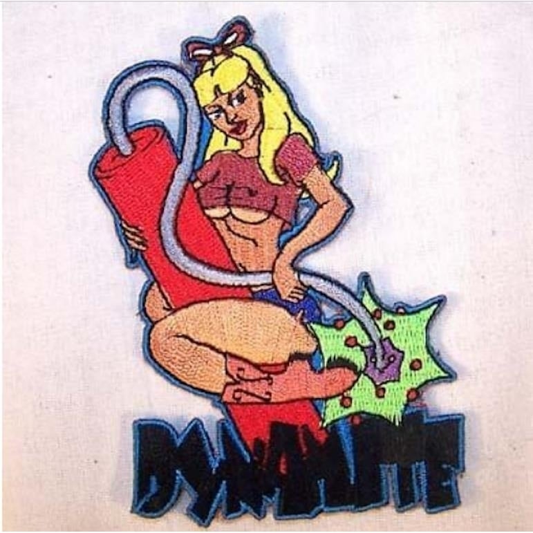 DYNAMITE CHICK EMBRODIERED PATCH P485 jacket biker bikers novelty patches Image 1