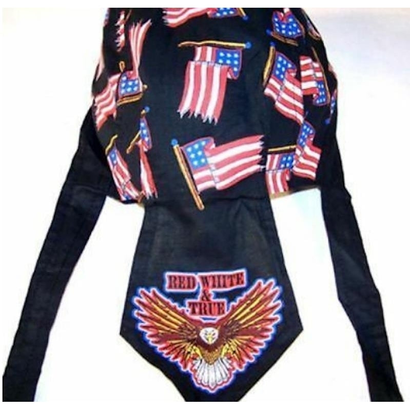 RED WHITE TRUE EAGLE BANDANNA CAP 220 BIKER hat dorag Image 1