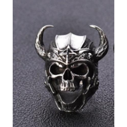 VIKING SKELETON SKULL HEADMETAL RING men brx025 biker punk skeleton mummy death Image 1