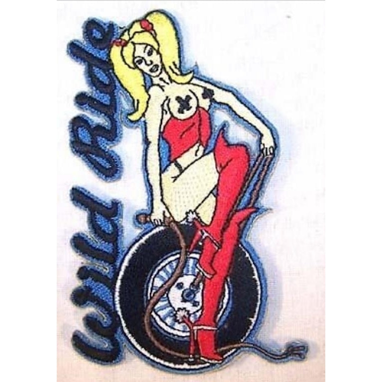 WILD RIDE BIKER LADY EMBRODIERED PATCH P486 jacket iron bikers item novelty Image 1