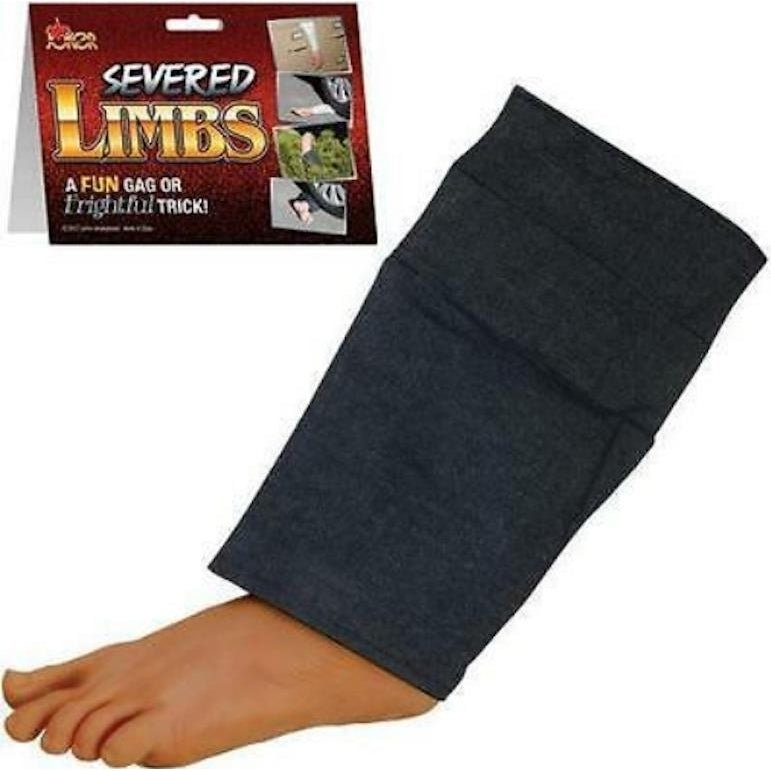 FAKE SURPRISING LEG / FOOT WITH PANTS joke halloween props gag prank trick Image 1