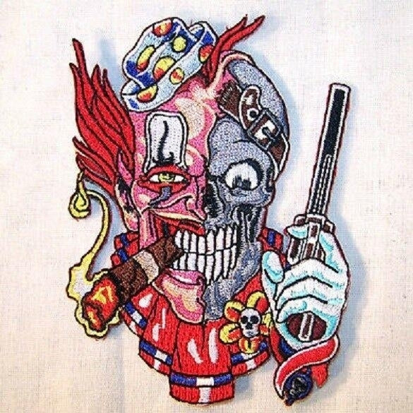 CLOWN SKULL EMBRODIERED PATCH jacket biker P480 scull bikers novelty sew on iron Image 1