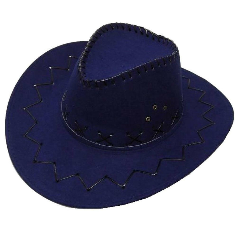 DARK BLUE COLOR SOFT LEATHER STYLE WESTERN COWBOY HAT cowgirl unisex HEADWEAR Image 1