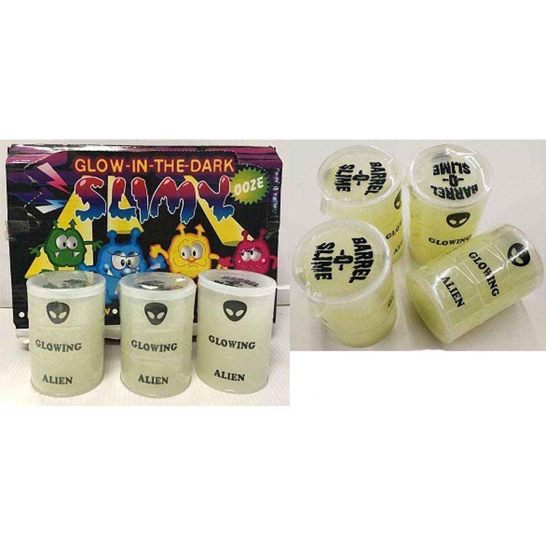 4 BARRELS ALIEN GLOW IN THE DARK SLIME gooey novelty toys Slimey  party favor Image 1