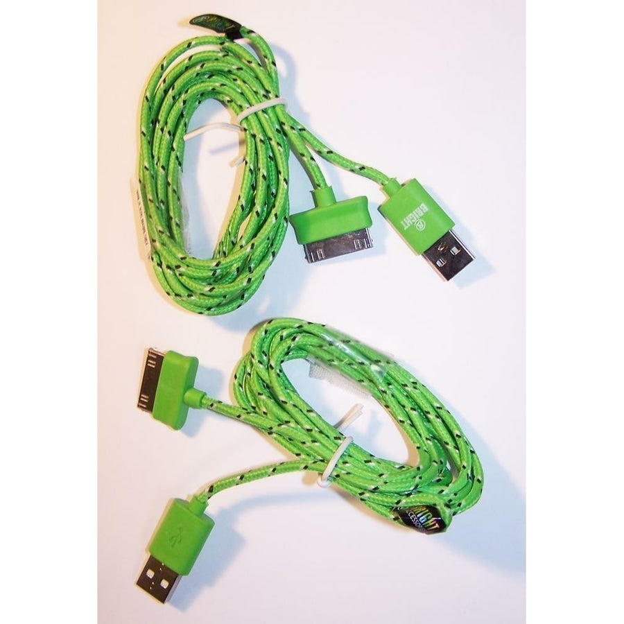 2 GREEN CLOTH RD IPHONE 5 6 6S CHARGER PHONE CORD Image 1