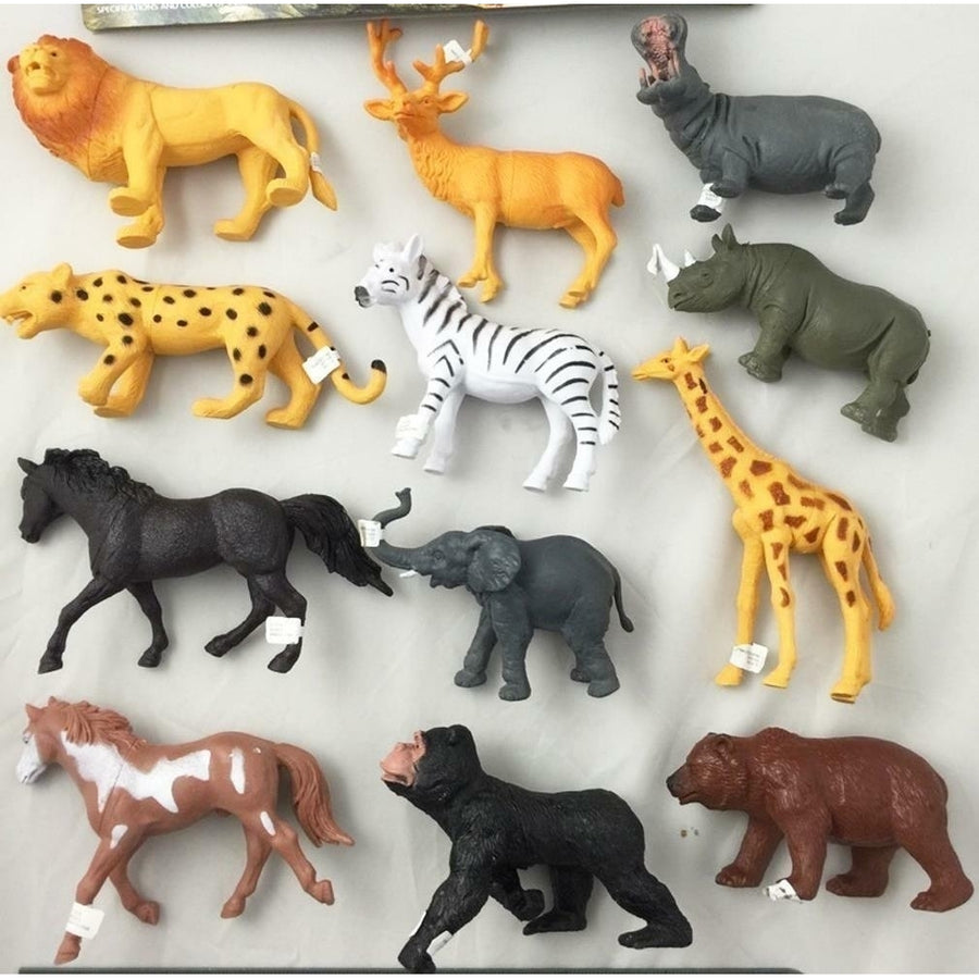 1 pack ASSORTED PLAY 7 INCH RUBBER ZOO WILD ANIMALS toy plastic pvc  play animal Image 1