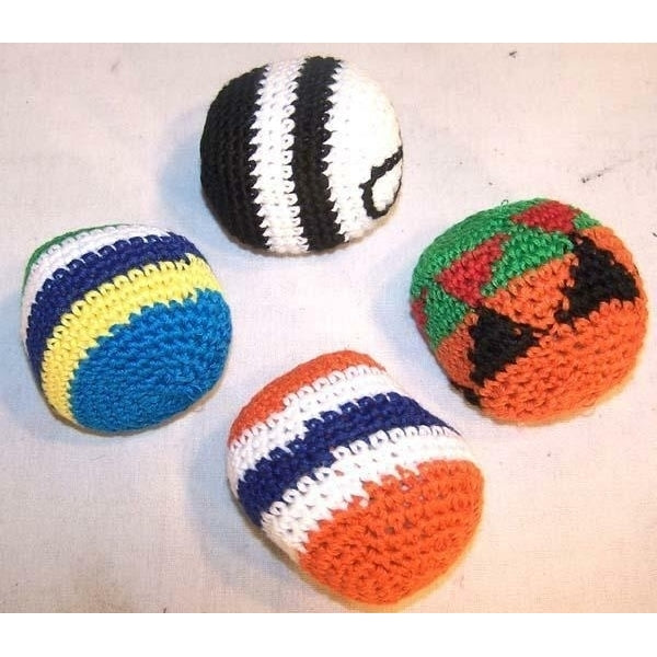 6 WOVEN FOOT KICK SACK kicking play game novelty ball toy knit cloth balls Image 1