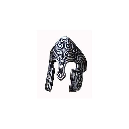 ENGRAVED SPARTAN HELMET METAL RING viking head rings mens brx018 biker punk Image 1