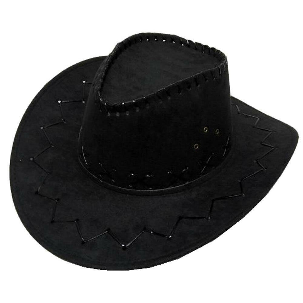 BLACK COLOR SOFT LEATHER STYLE WESTERN COWBOY HAT cowgirl unisex HEADWEAR hats Image 1