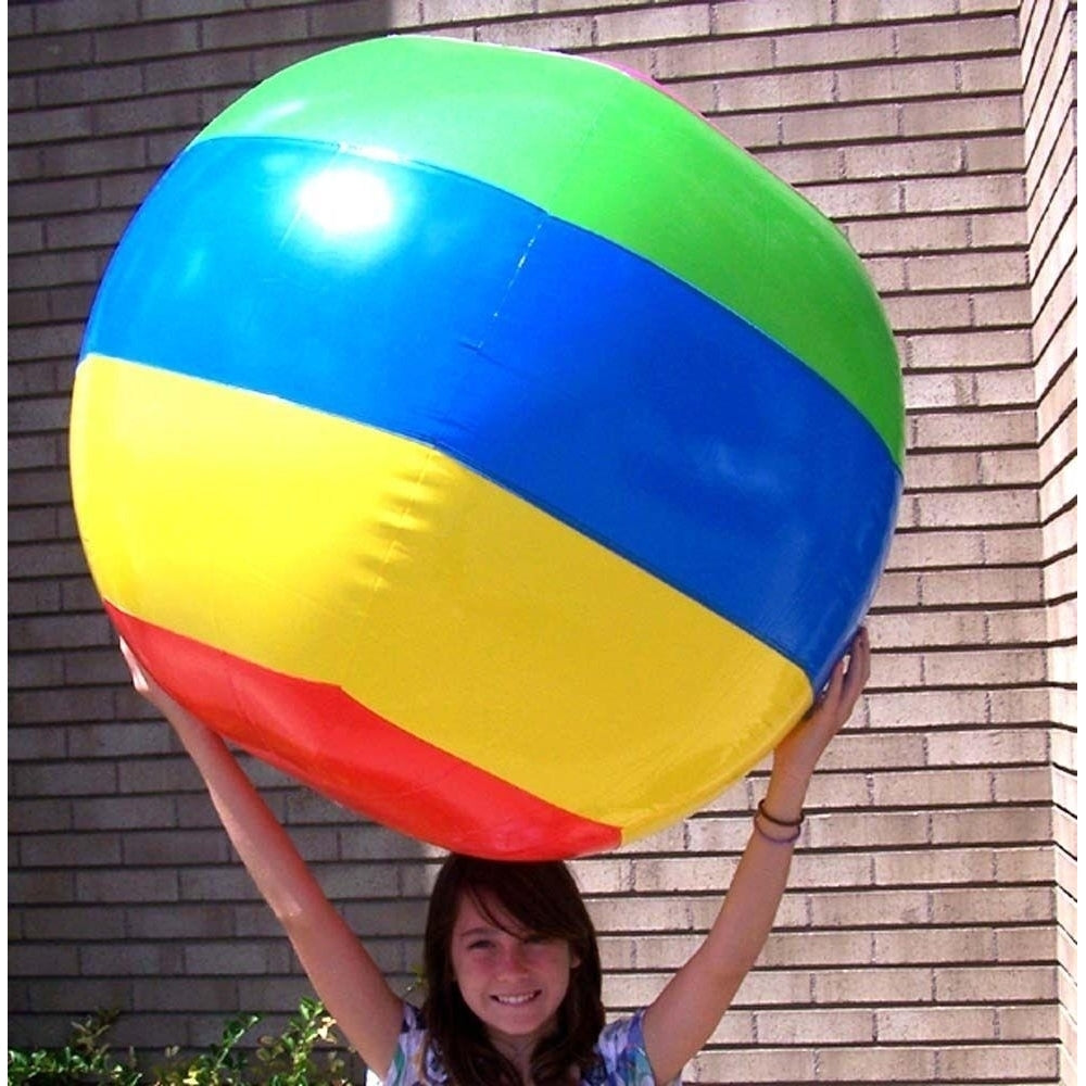 HUGE 4 FOOT STRIPED INFLATABLE BEACH BALL novelty blowup TOY inflate balls Image 1