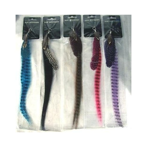 12 FEATHER HAIR EXTENSIONS STYLE B womens color strips highlights clipin feather Image 1