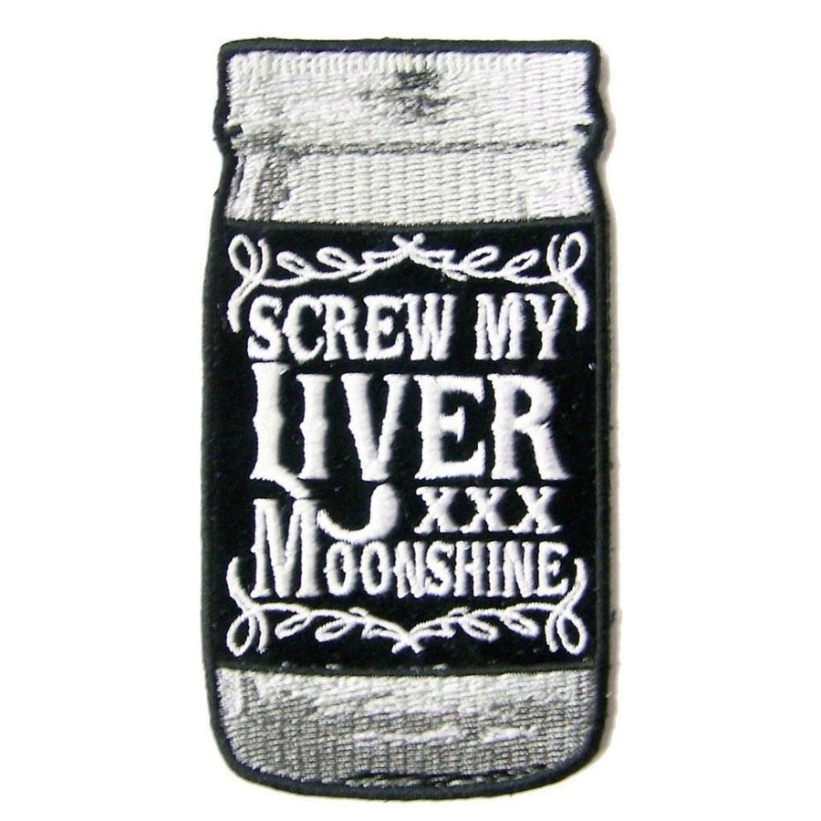 MOONSHINE XX SCREW MY LIVER PATCH P8650 jacket 4" BIKER EMBROIDERED bottle Image 1