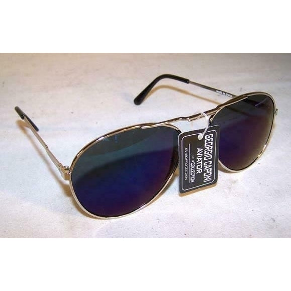 BLUE MIRROR LENSE AVIATOR PILOT SUNGLASS police sunglasses MENS WOMENS hippie Image 1