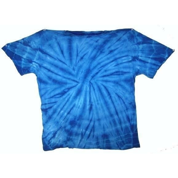 PETITE ROYAL BLUE SPIDER TYE DYED TEE SHIRT unisex LARGE hippie dye PET13 Image 1