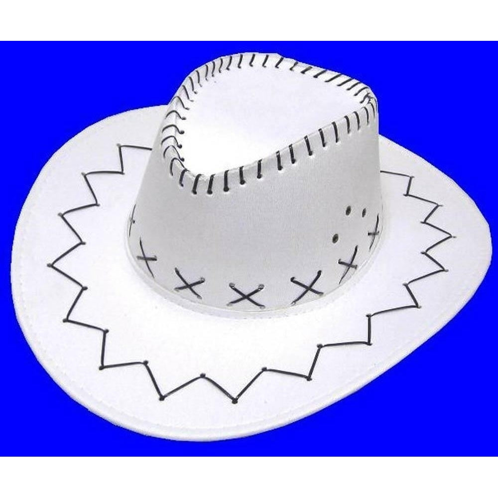 WHITE COLOR SOFT LEATHER STYLE WESTERN COWBOY HAT cowgirl unisex HEADWEAR Image 1