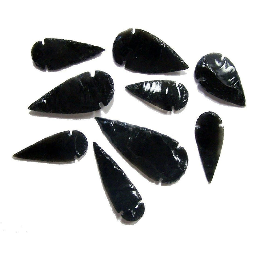 100 pieces BLACK OBSIDIAN STONE LARGE 2 TO 3 INCH ARROWHEADS wholesale bulk lot Image 1