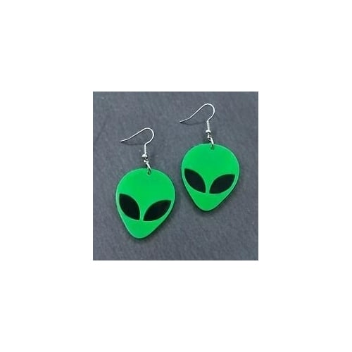 Acrylic Alien Head 2 Earrings ufo jewelry ladies dangle JL703 novelty Image 1