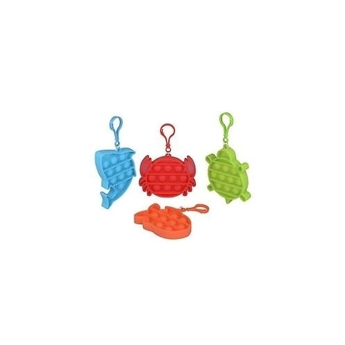 4 PACK OCEAN ANIMAL CLIP ON BUBBLE POPPER TOY stress reliever TY509 hook Image 1