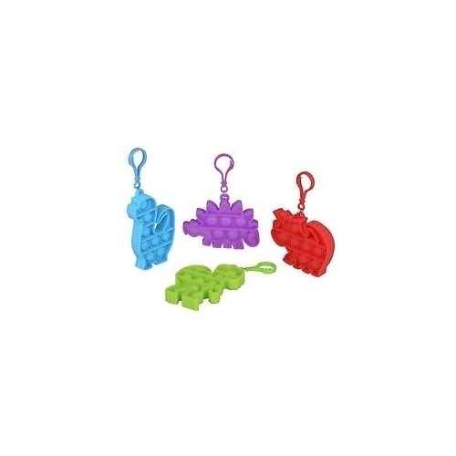 4 PACK DINOSAUR SHAPE CLIP ON BUBBLE POPPER TOY stress reliever TY508 hook Image 1