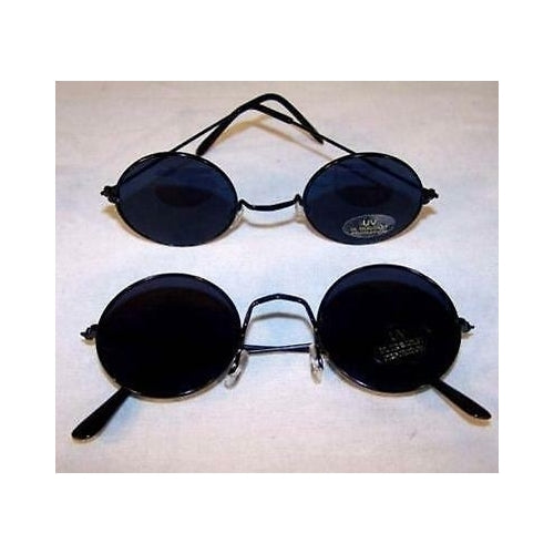 1 PAIR JL ROUND DARK LENSE WIRE FRAME SUNGLASSES hippie fashion hipster peace Image 1