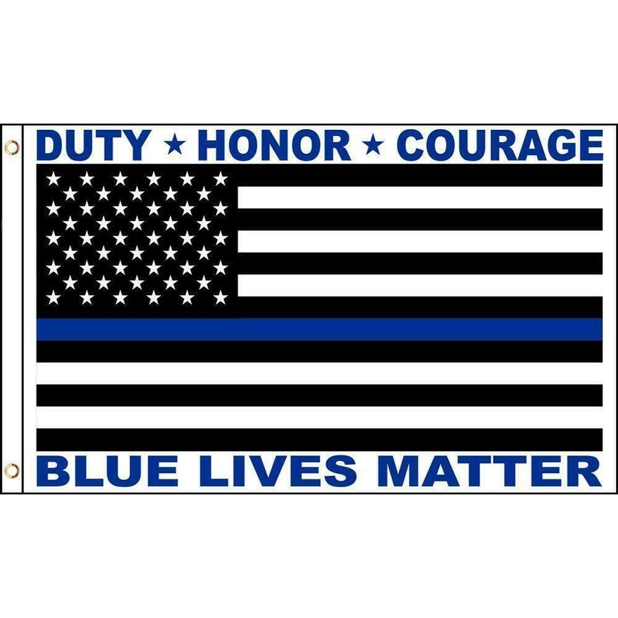 BLUE LIVES MATTER THIN BLUE LINE 3 X 5 FLAG 3x5 FL730 police honor pride duty Image 1