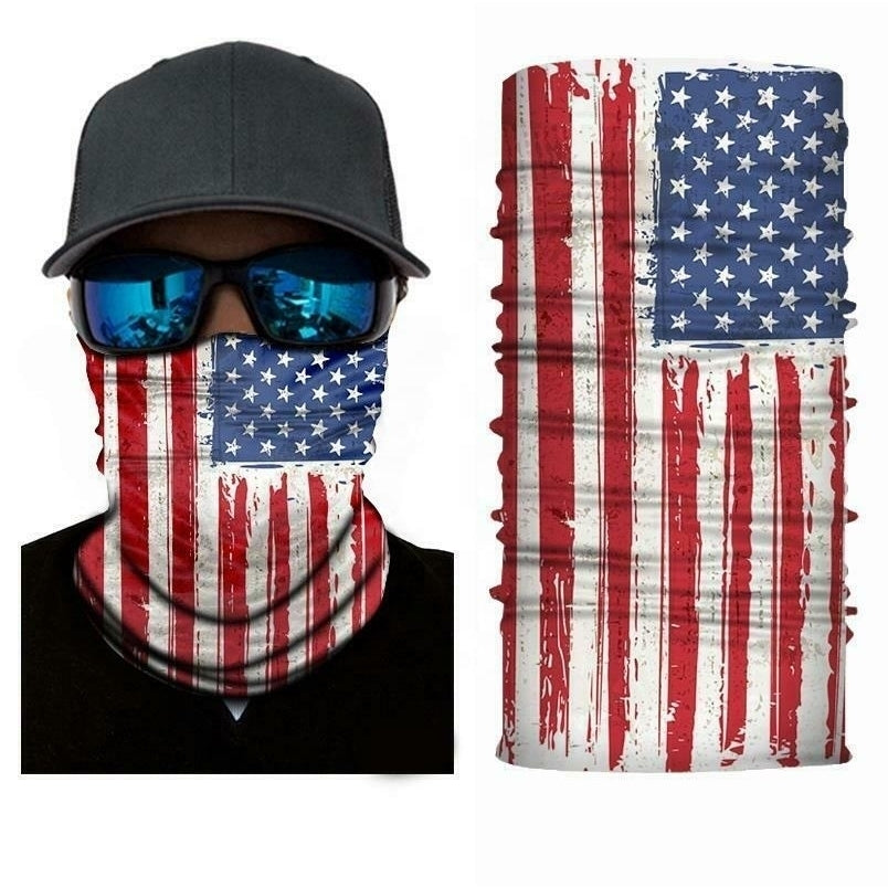 2 AMERICAN FLAG MULTI FUNCTION SEAMLESS DANA WRAP 33 biker ski face wrap around Image 1