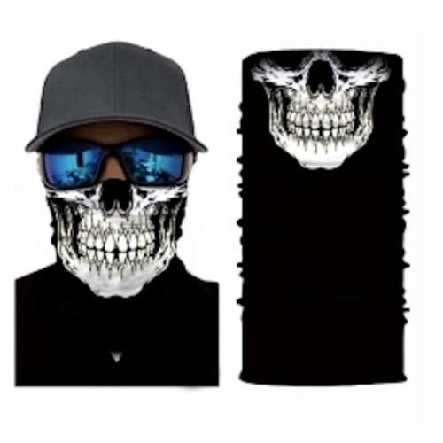 BLACK WHITE SKELETON FACE MULTI FUNCTION SEAMLESS BANANA WRAP 012 MASK GAITER Image 1