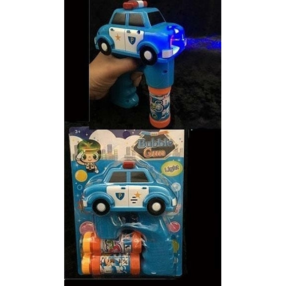 LIGHT UP POLICE CAR BUBBLE GUN WITH SOUND toy bottle bubbles maker machine Image 1