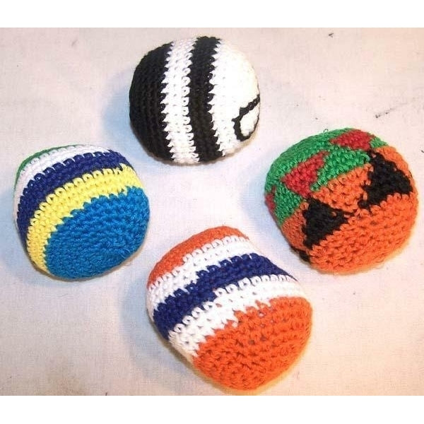 12 WOVEN FOOT KICK SACK new kicking play game novelty ball toy knit cloth balls Image 1