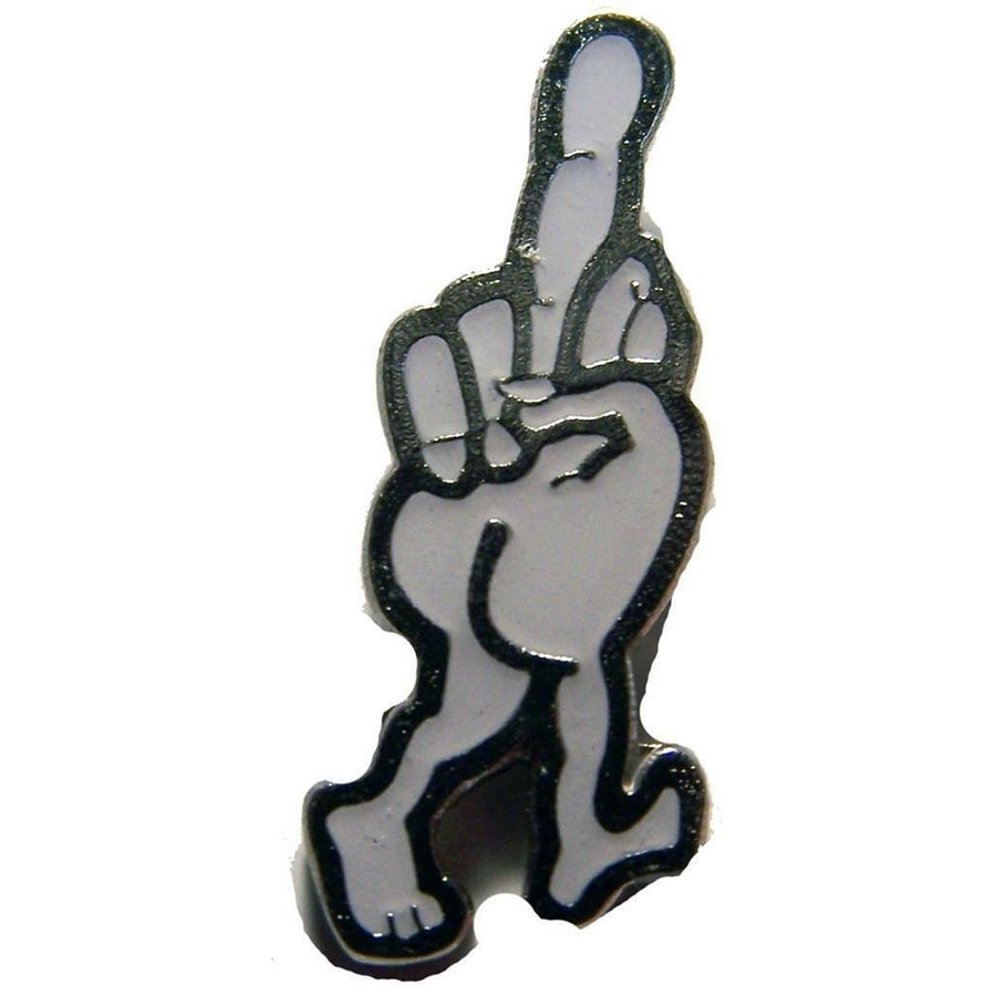 WALKING MIDDLE FINGER HAT / JACKET LAPEL PIN pins 054 metal back enamal flip Image 1