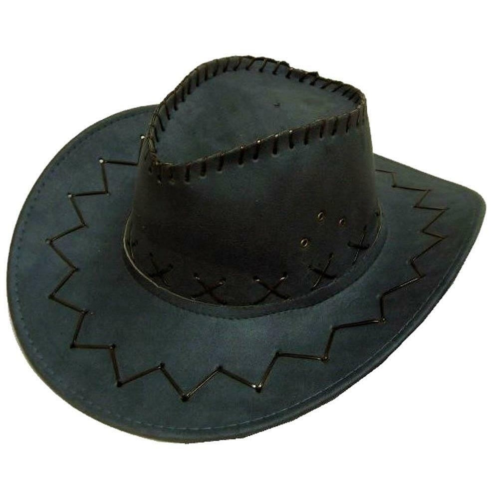 DARK GRAY COLOR SOFT LEATHER STYLE WESTERN COWBOY HAT cowgirl unisex HEADWEAR Image 1