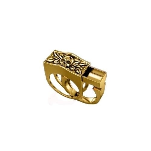 GOLD HIDDEN COMPARTMENT SKULL RING BRX65 mens womens gothic vintage ne Image 1