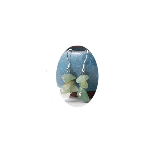 GREEN AVENTURINE STONE CHIPS DANGLE EARRINGS color crystal JL712 jewelry womens Image 1