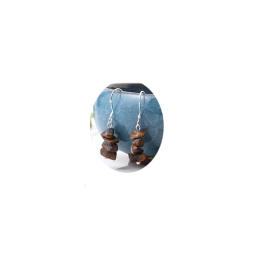 BROWN TIGERS EYE STONE CHIPS DANGLE EARRINGS color crystal JL716 jewelry women Image 1