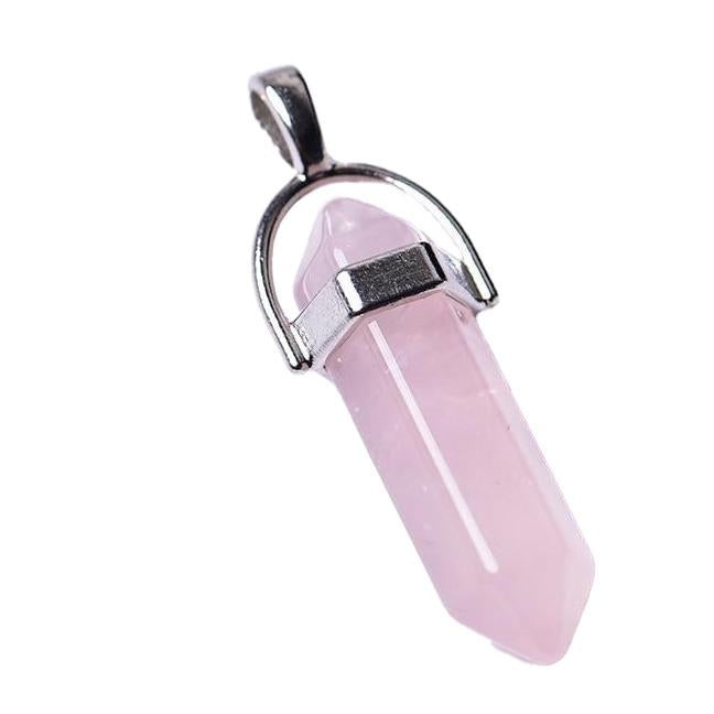 1 PC ROSE QUARTZ BULLET SHAPED PENDANT wire wrapped crystal JL726  jewelry Image 1