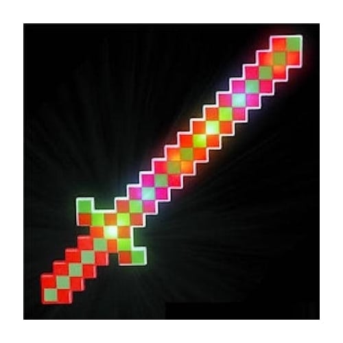 24" RED and GREEN LIGHT UP RAINBOW PIXEL SWORD saber toy kids flashing sound LN317 Image 1