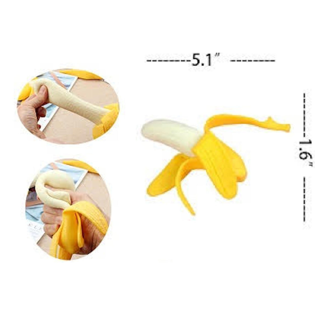 2 PACK 5" SQUISHY STRETCH REALISTIC BANANA IN PEEL NOVELTY stress toy TY521 Image 1