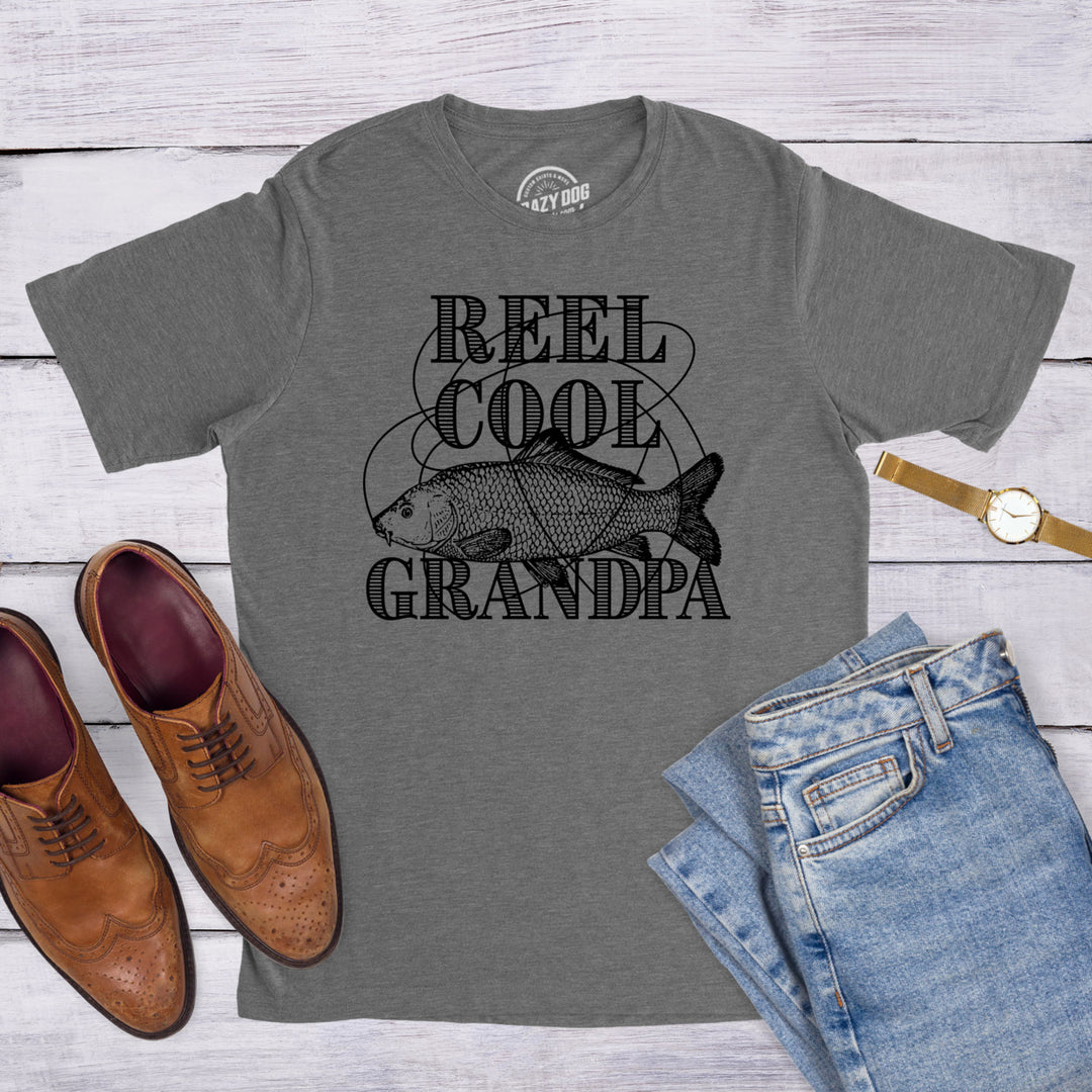 Mens Reel Cool Grandpa T shirt Funny Graphic Novelty Fishing Tee For Fathers Day Image 4